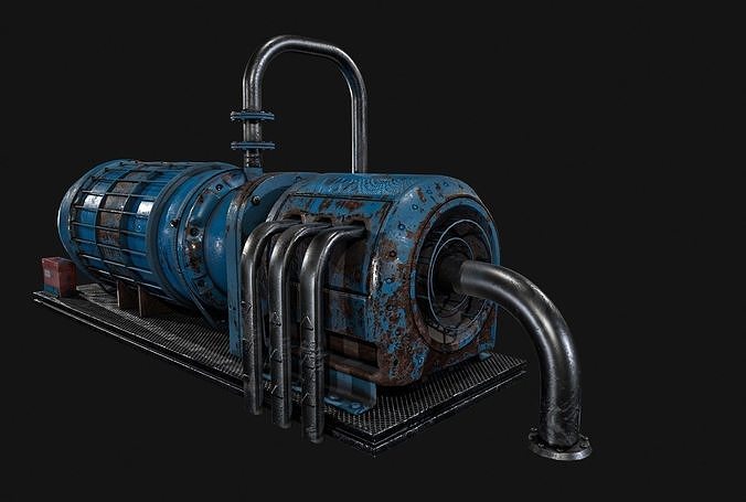 Generator old rusty machine Low-poly 3D model