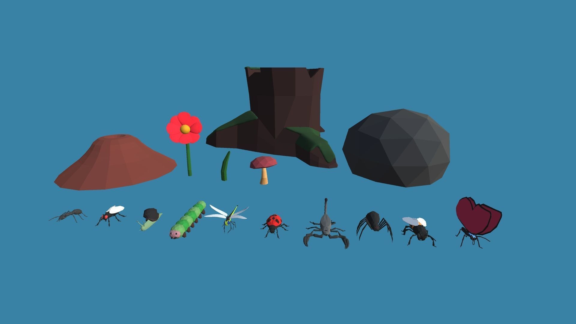 9t5 Low Poly Insects Low-poly 3D model_13
