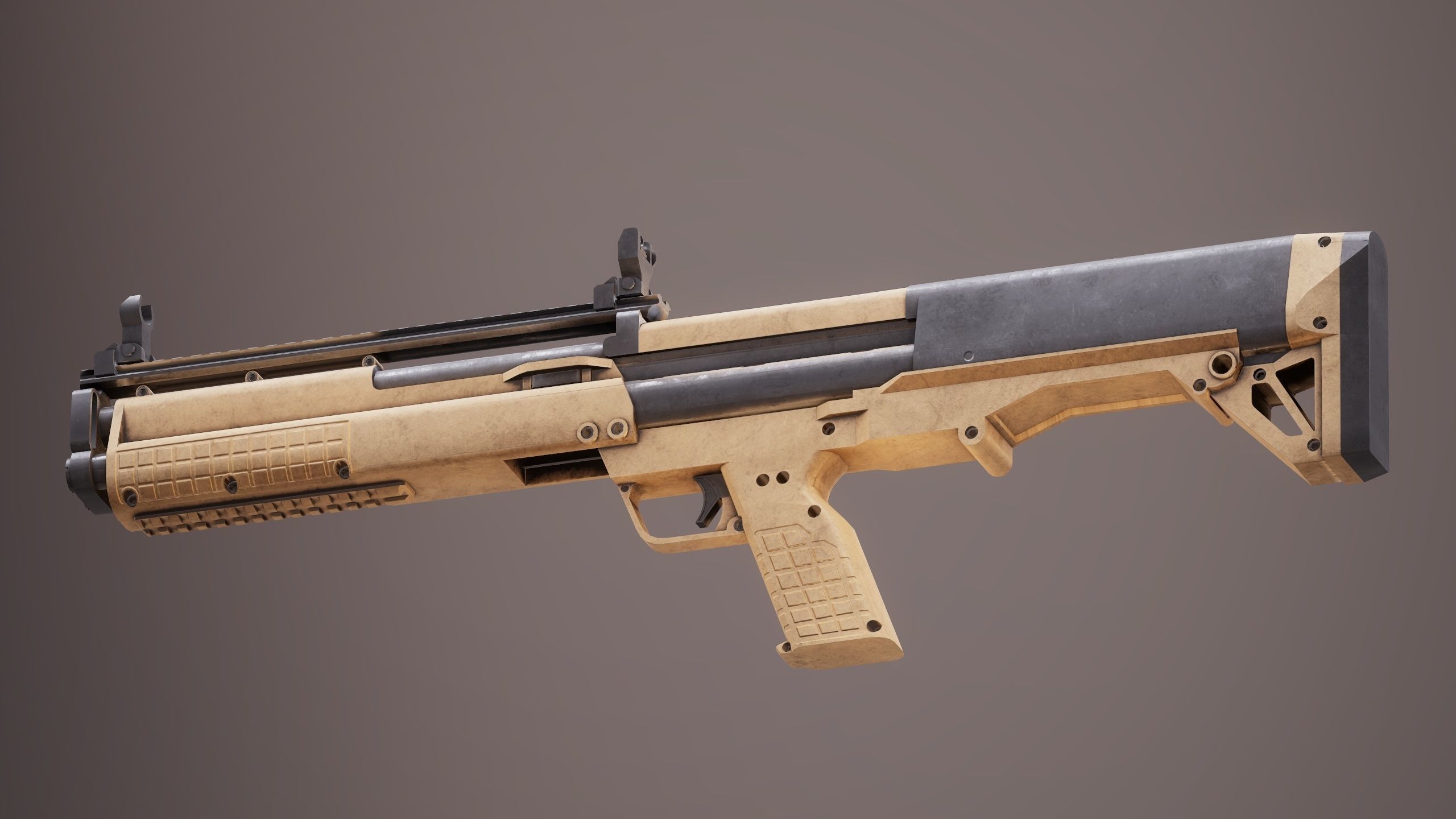 Kal-Tec KSG PBR Rigged Low-poly 3D model_5