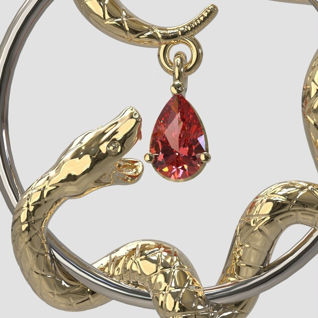 Snake Pendant 3D print model_3