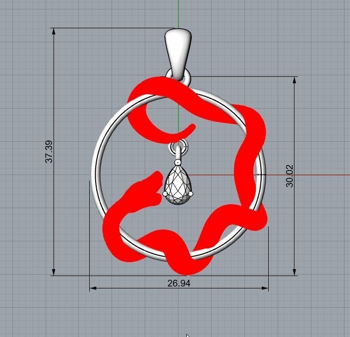 Snake Pendant 3D print model_6