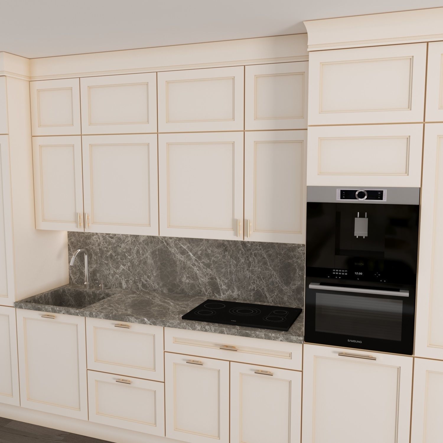 kitchen-set012 kitchen with cabinets and marble counter tops 3D model_1