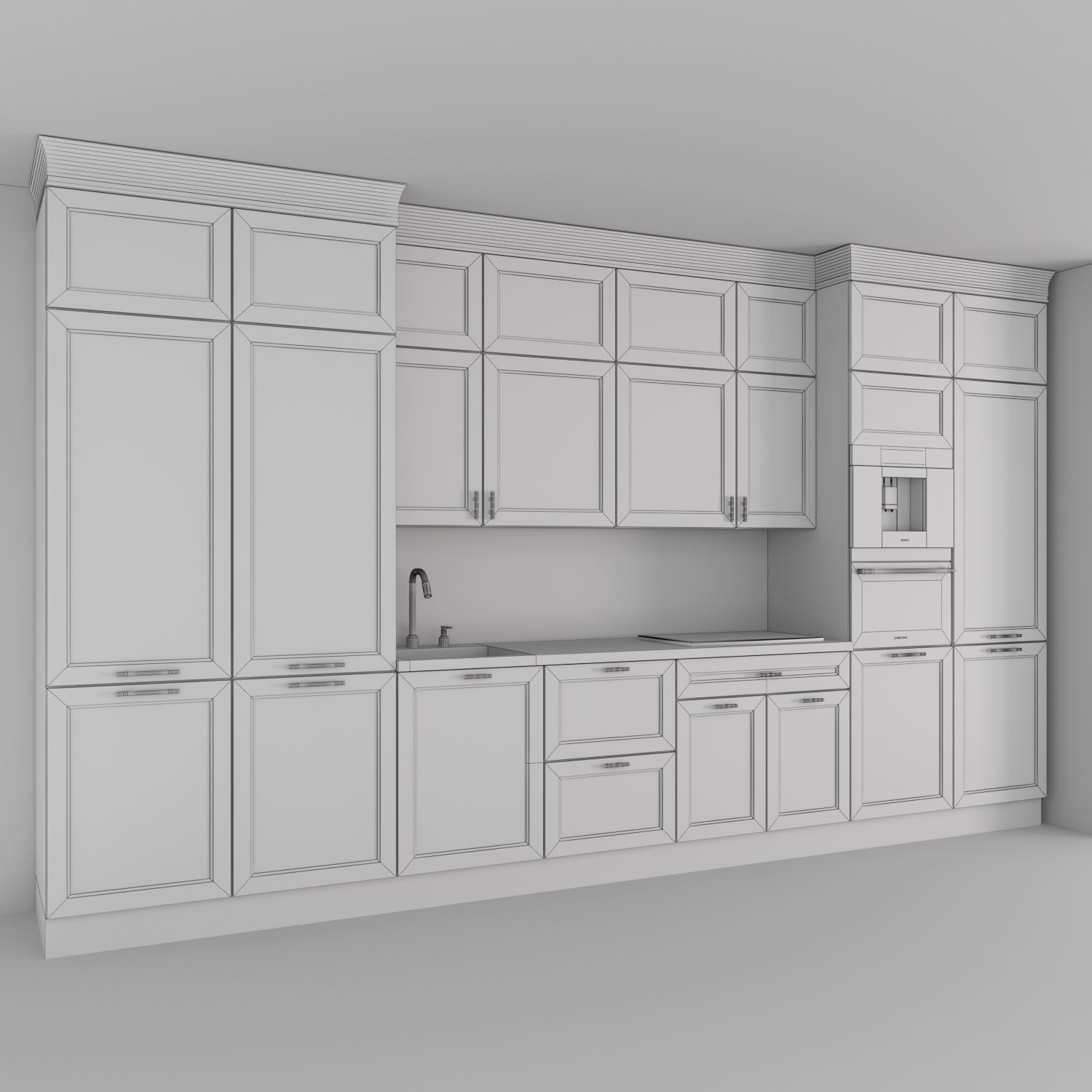 kitchen-set012 kitchen with cabinets and marble counter tops 3D model_2