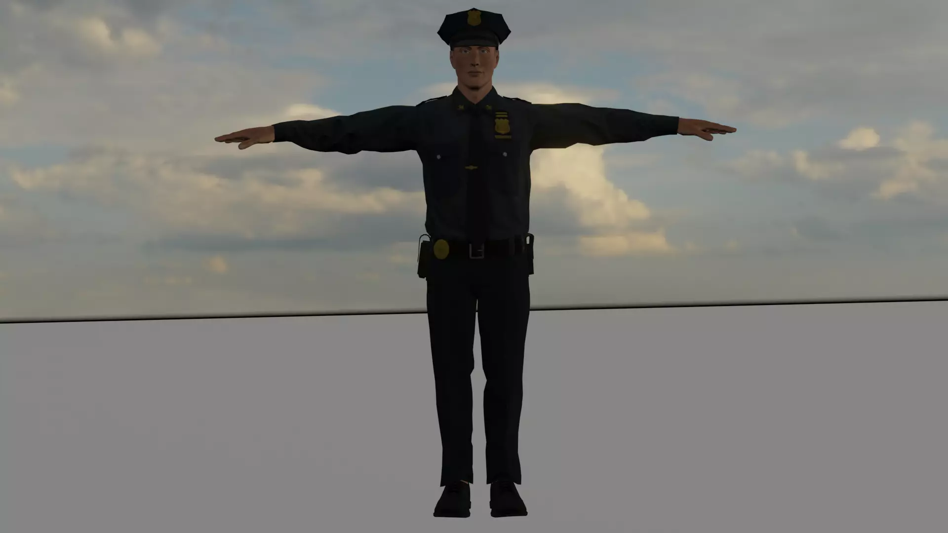 police low poly 3d model for gameing Low-poly 3D model_0