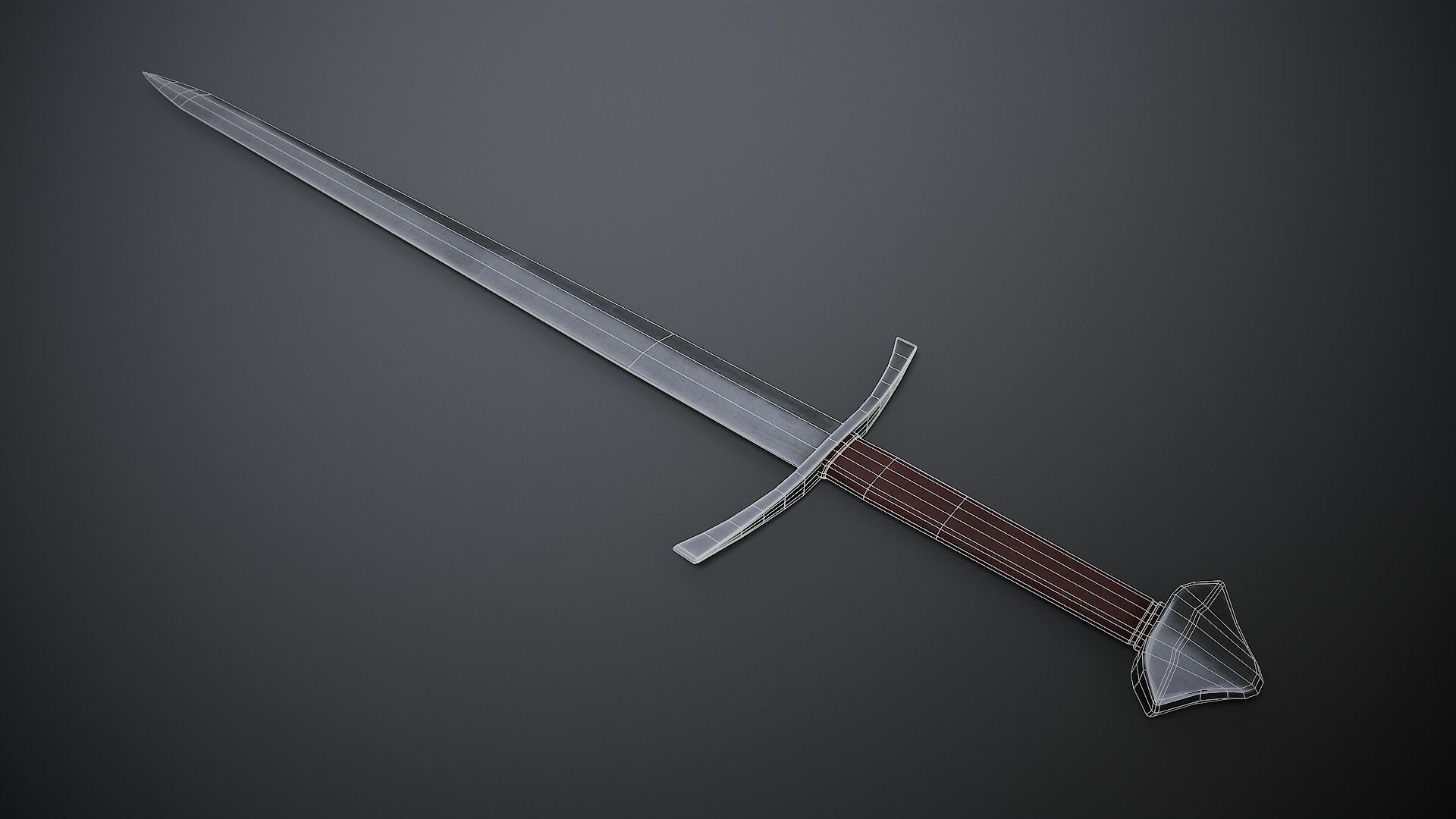 Short Sword Low-poly 3D model_1