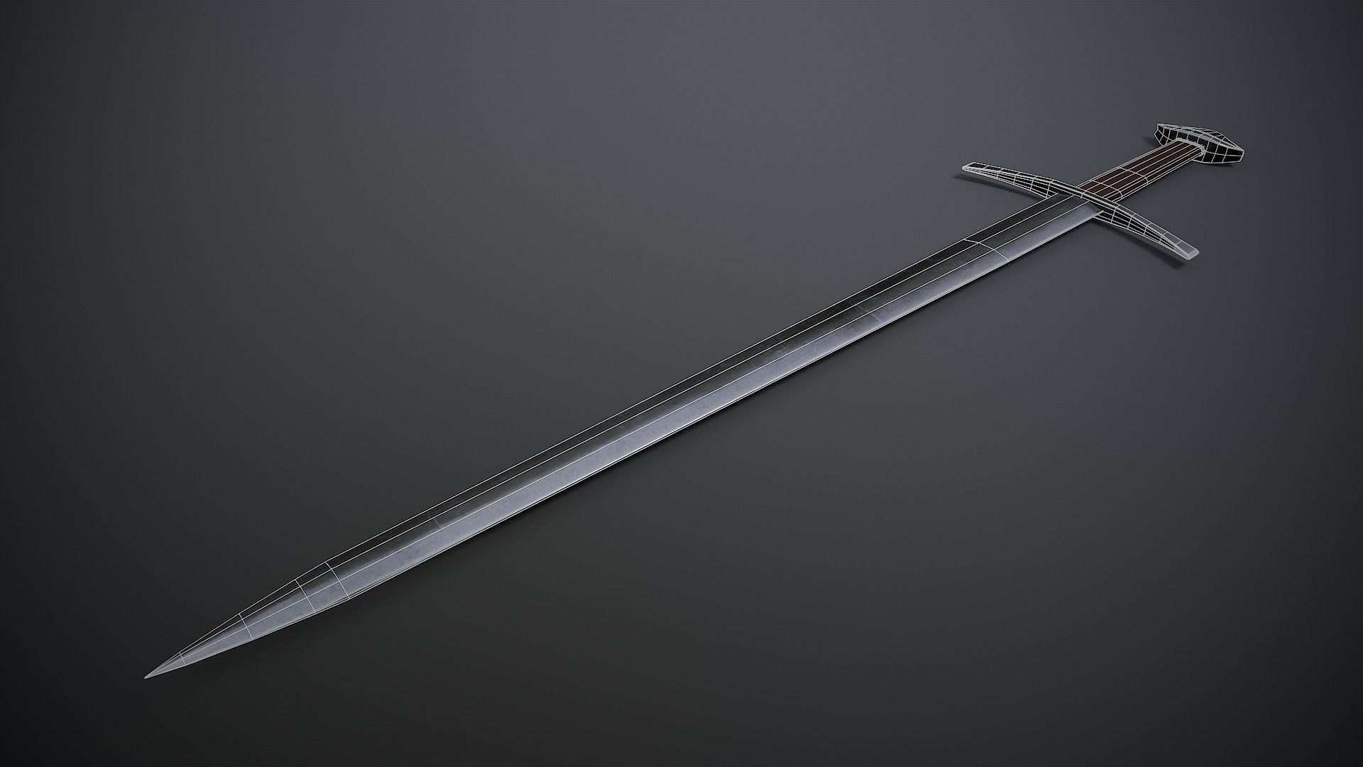 Short Sword Low-poly 3D model_3