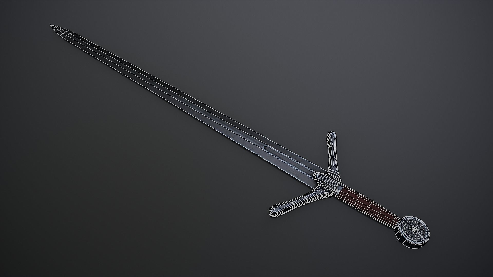Broadsword Low-poly 3D model_1
