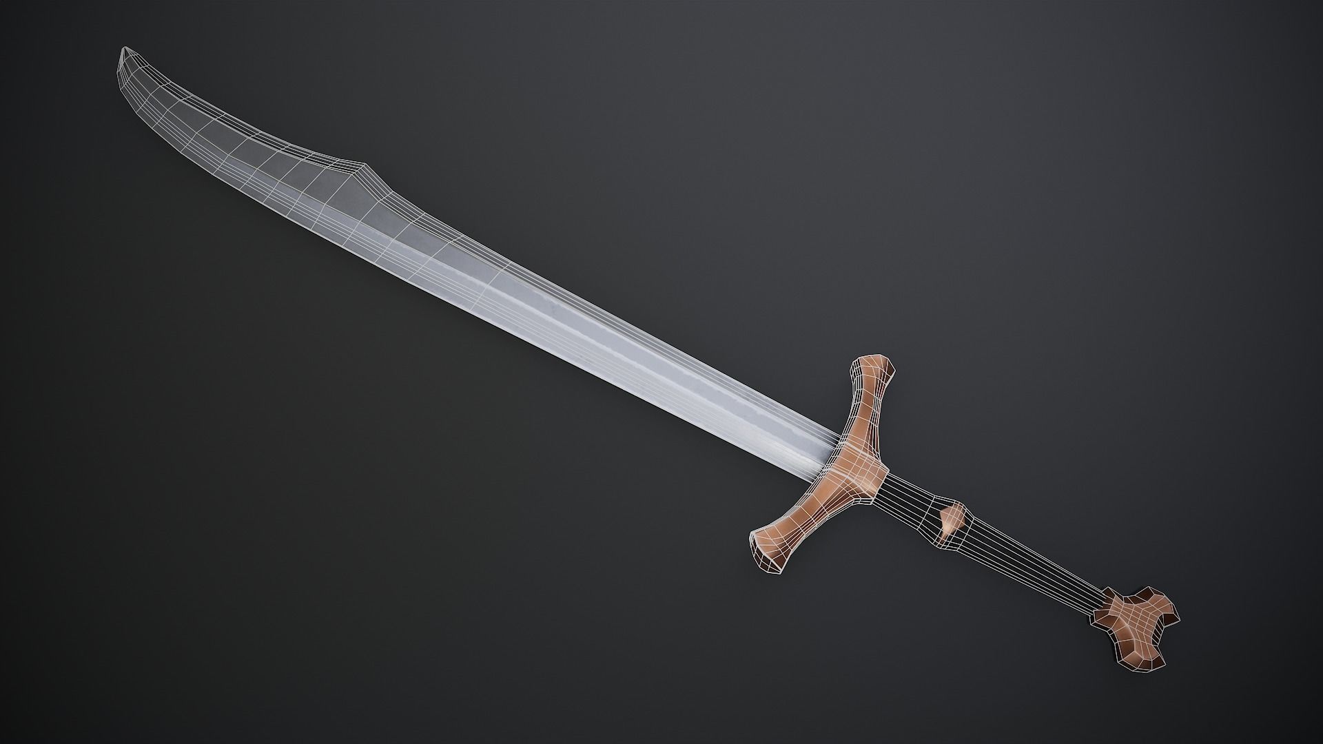 Falchion Low-poly 3D model_1