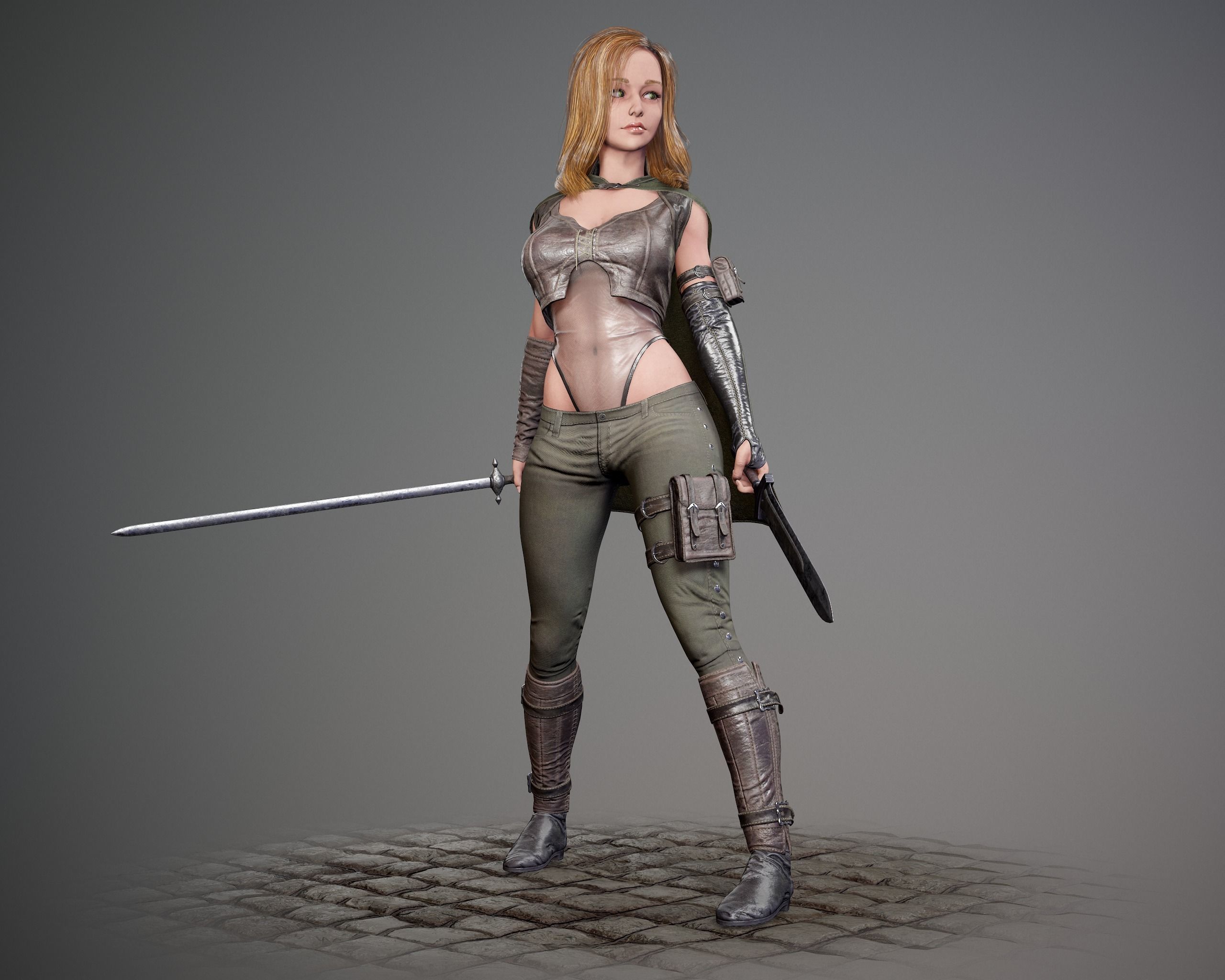 Female Rogue - Game Ready Low-poly 3D model Low-poly 3D model_4