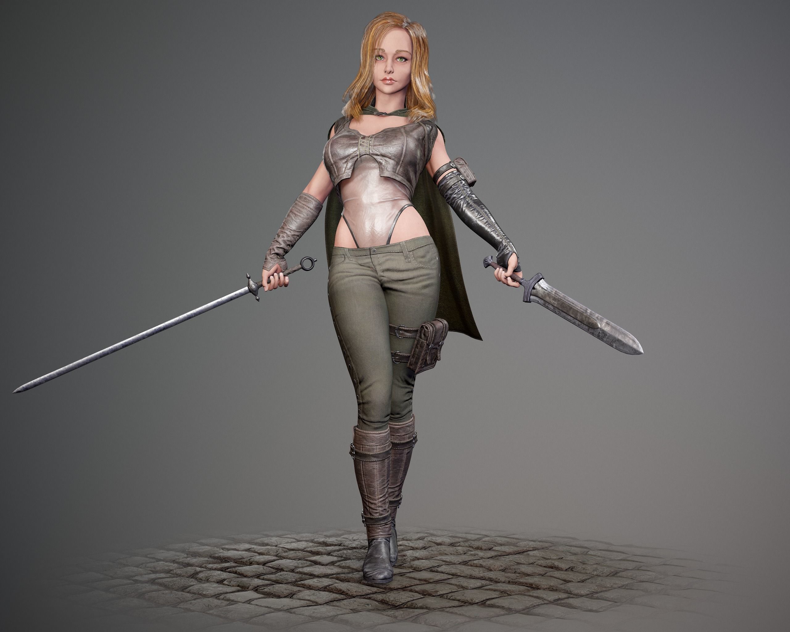 Female Rogue - Game Ready Low-poly 3D model Low-poly 3D model_8