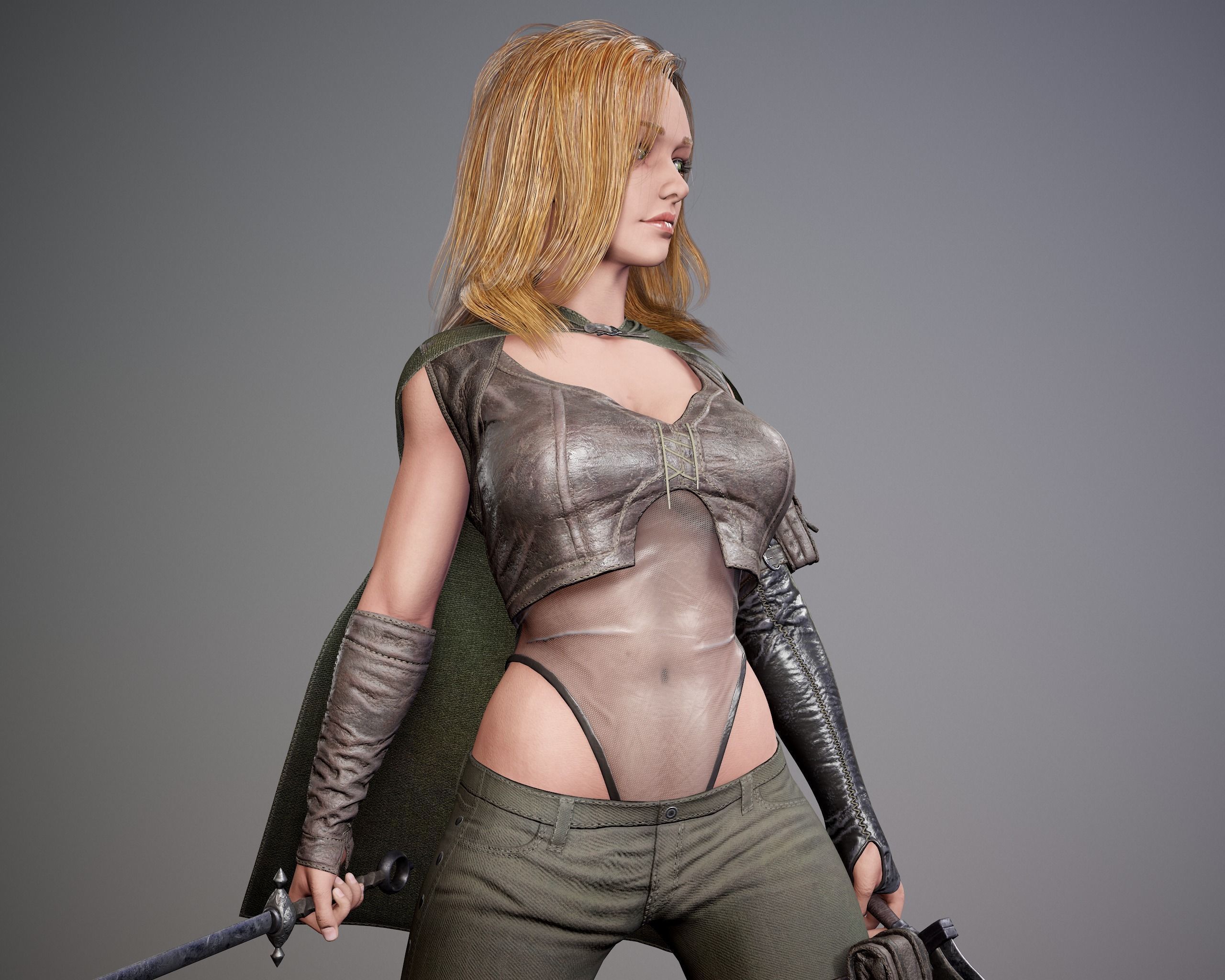 Female Rogue - Game Ready Low-poly 3D model Low-poly 3D model_7