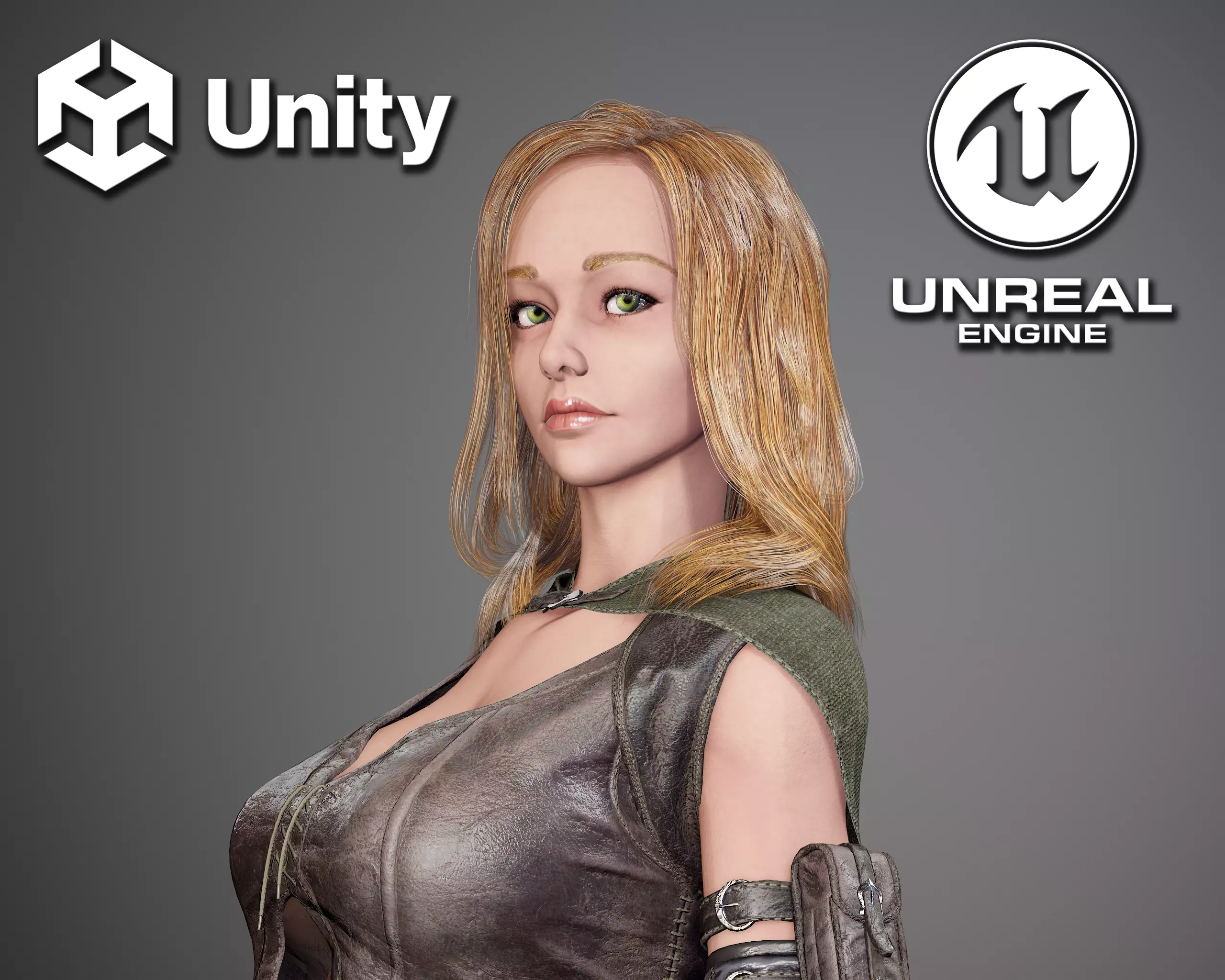 Female Rogue - Game Ready Low-poly 3D model Low-poly 3D model_0