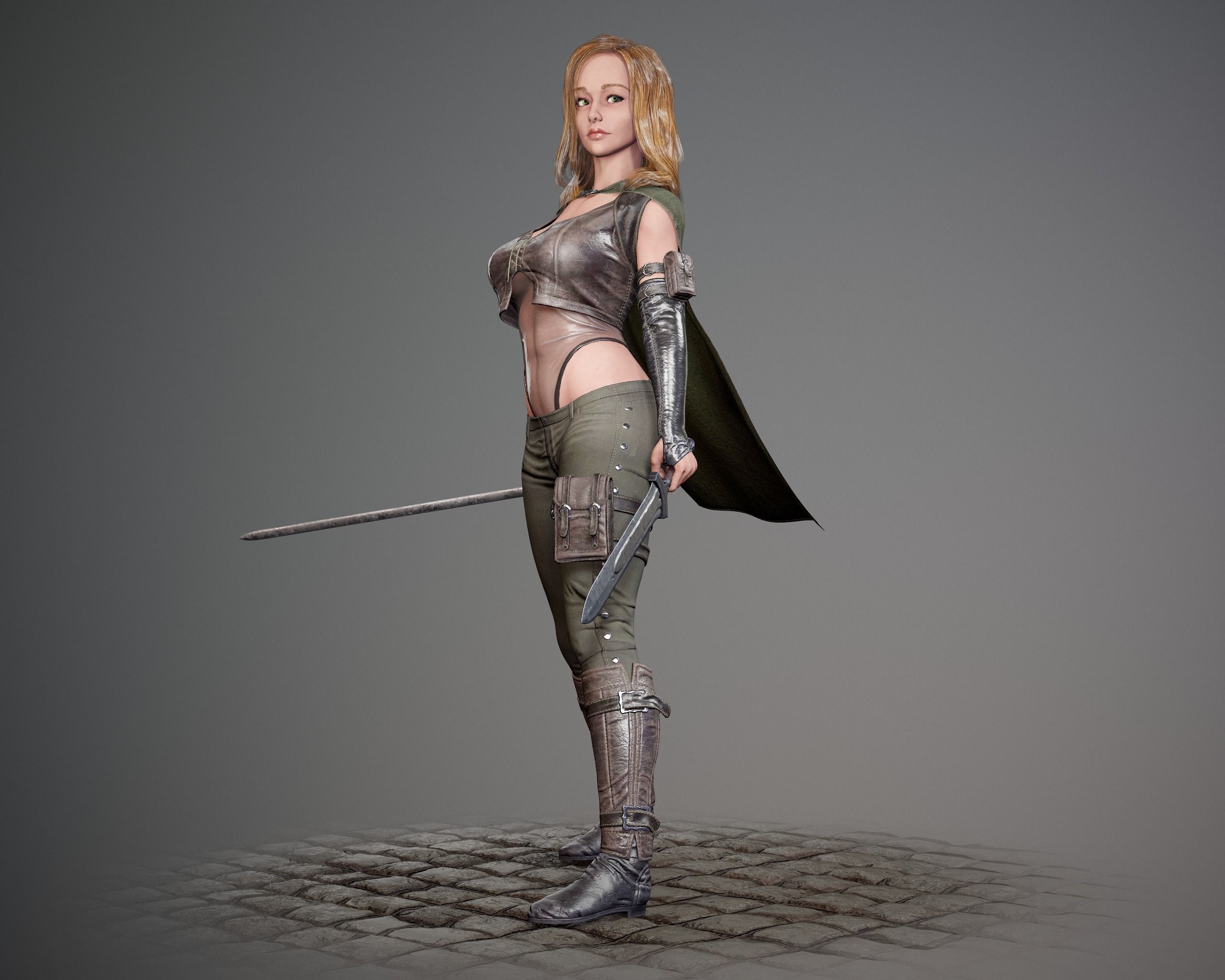Female Rogue - Game Ready Low-poly 3D model Low-poly 3D model_3