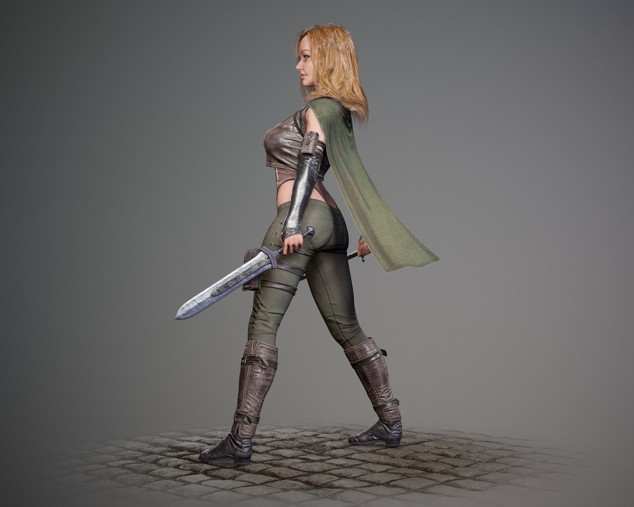 Female Rogue - Game Ready Low-poly 3D model Low-poly 3D model_5