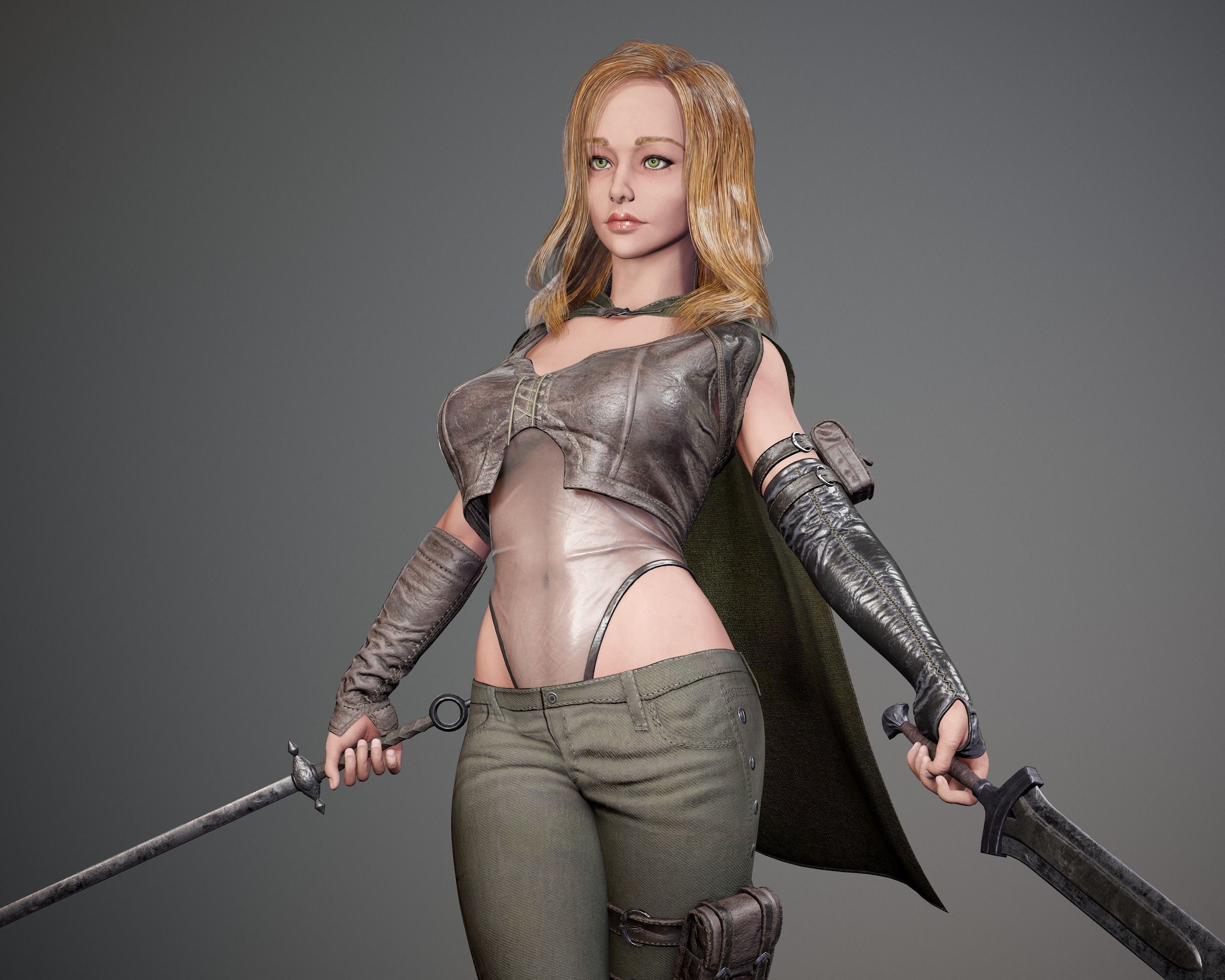 Female Rogue - Game Ready Low-poly 3D model Low-poly 3D model_10