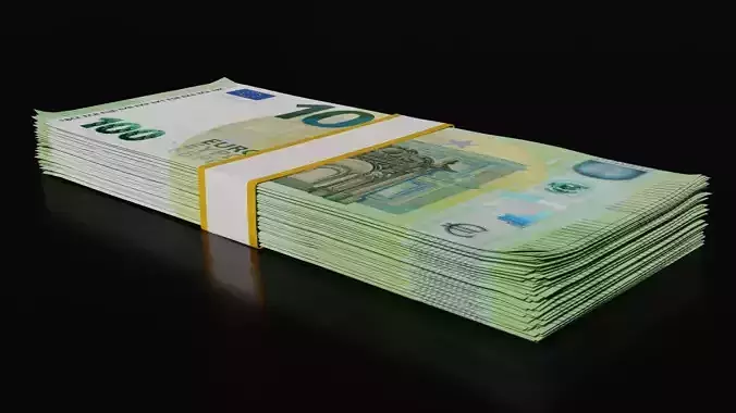 Money Stack - 100 Euro - Coins -High Quality 3D model