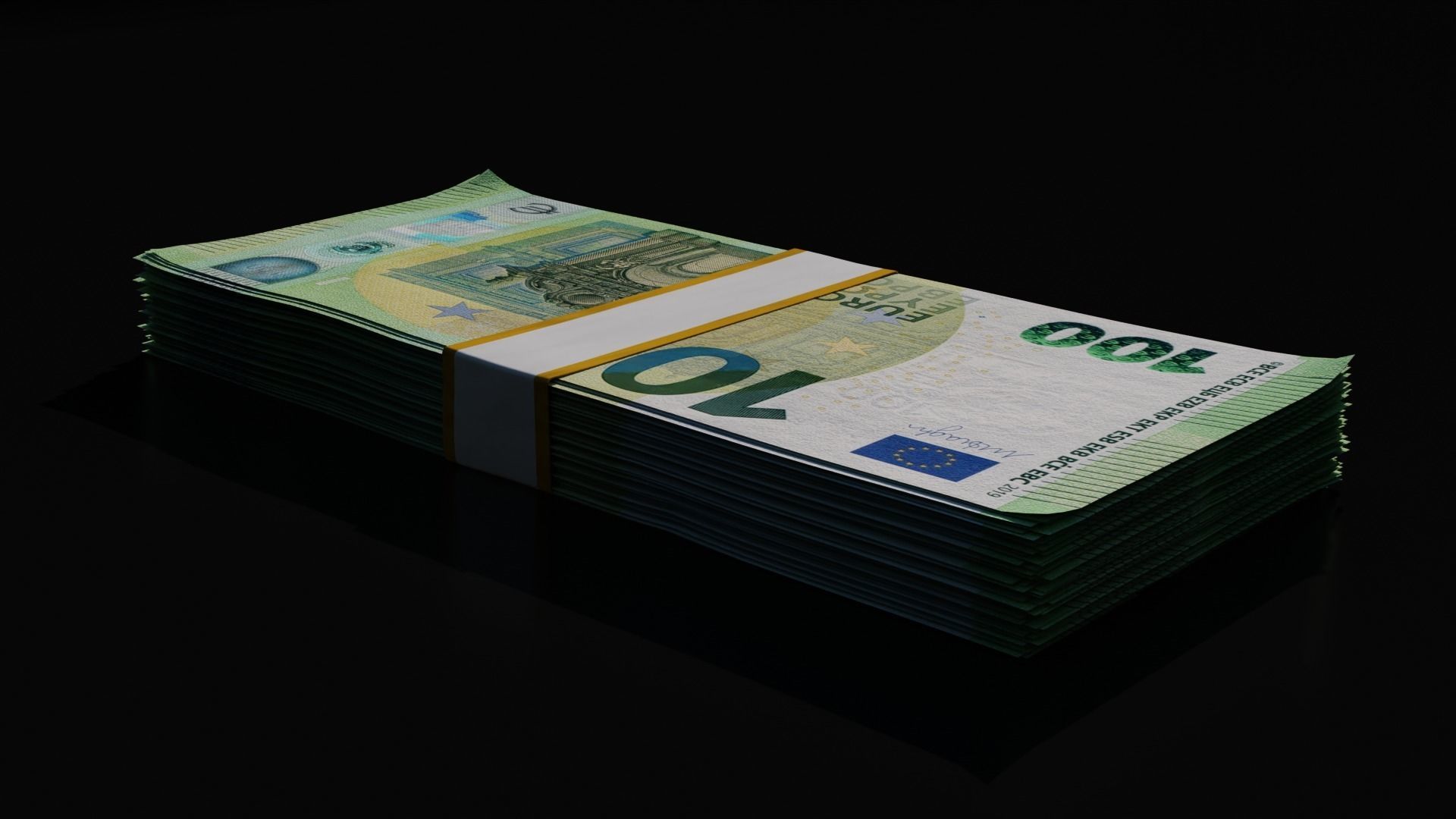 Money Stack - 100 Euro - Coins -High Quality 3D model_6