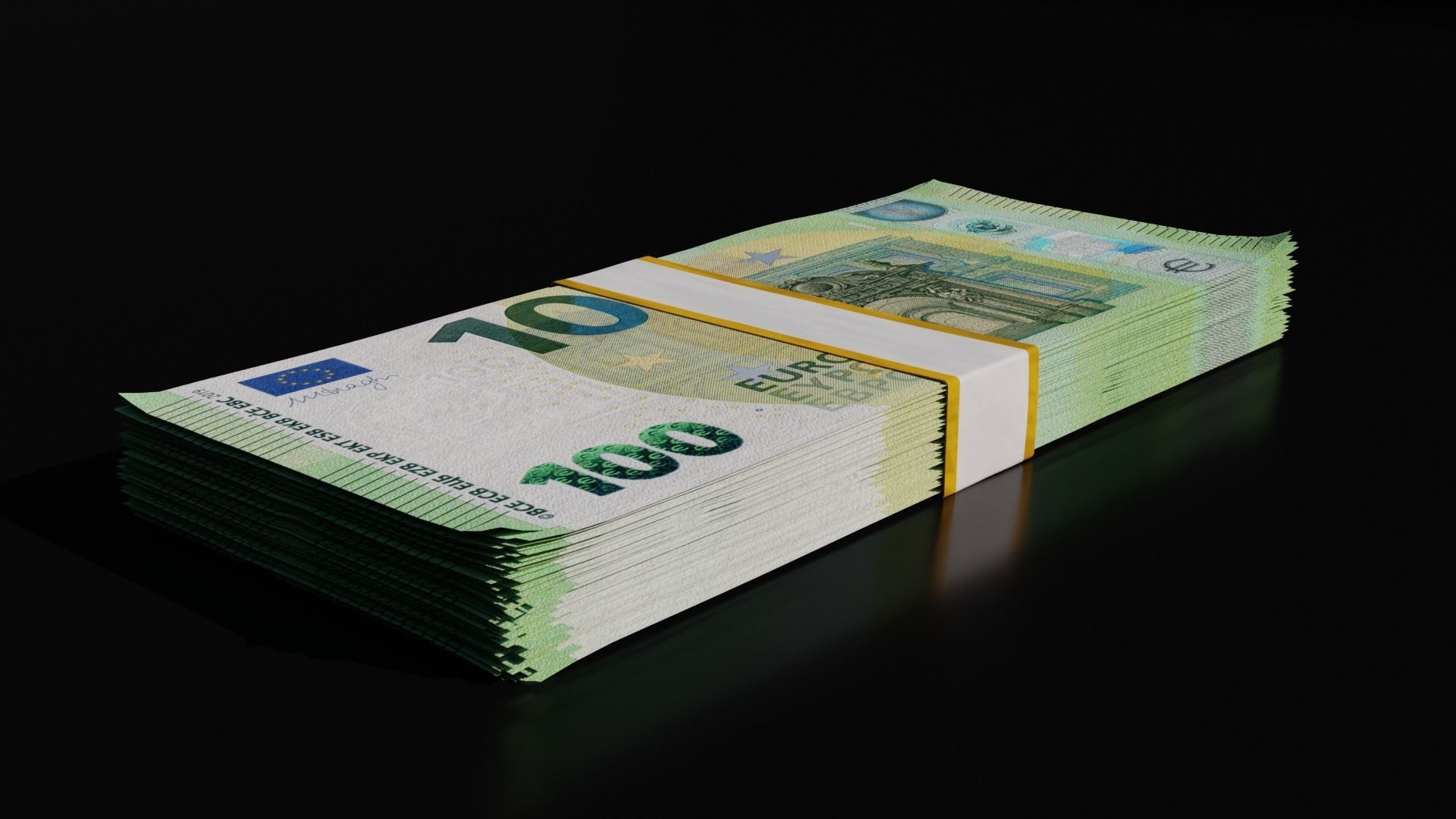 Money Stack - 100 Euro - Coins -High Quality 3D model_9