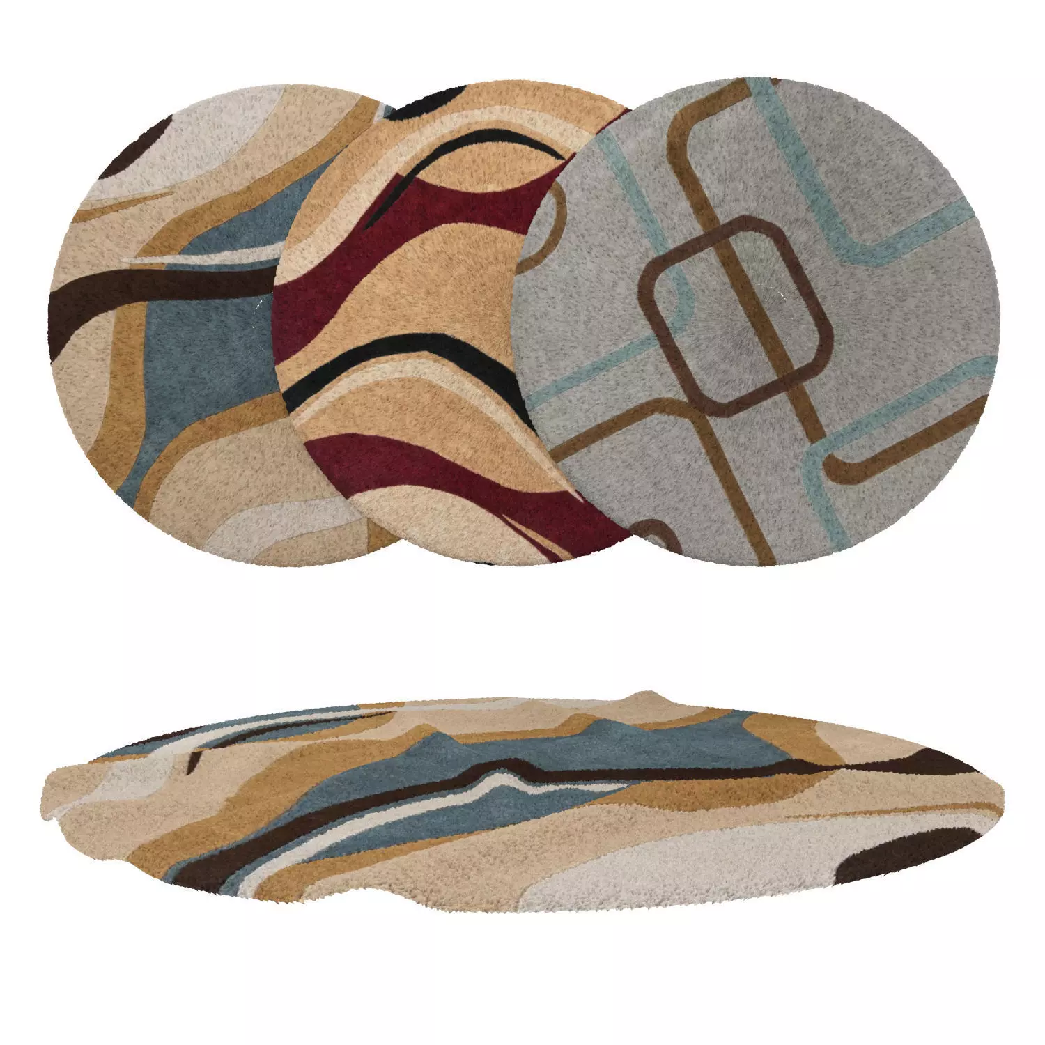 Round Rug Set 208 3D model_0