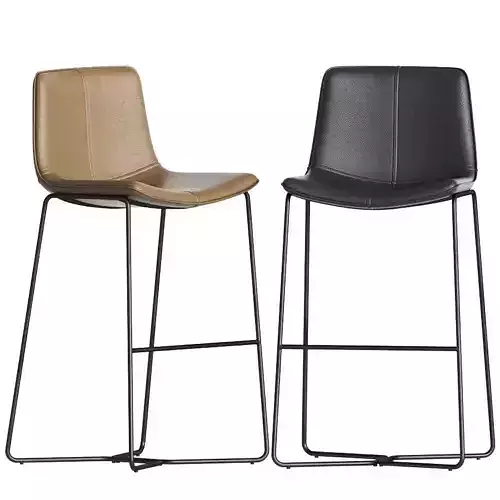 Slope Leather Bar Counter Stools West elm 3D model