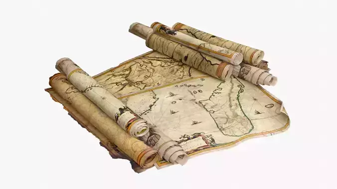 Old African Maps Low-poly 3D model