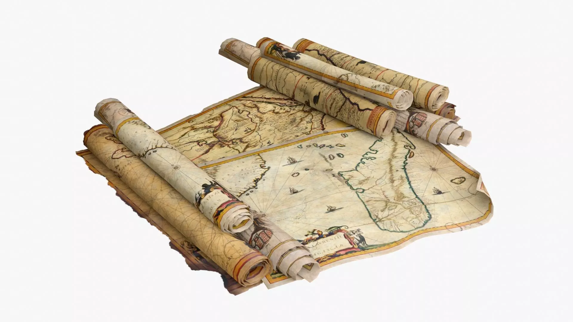 Old African Maps Low-poly 3D model