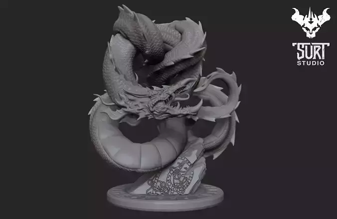 Jormungard dragon statue 3D print model