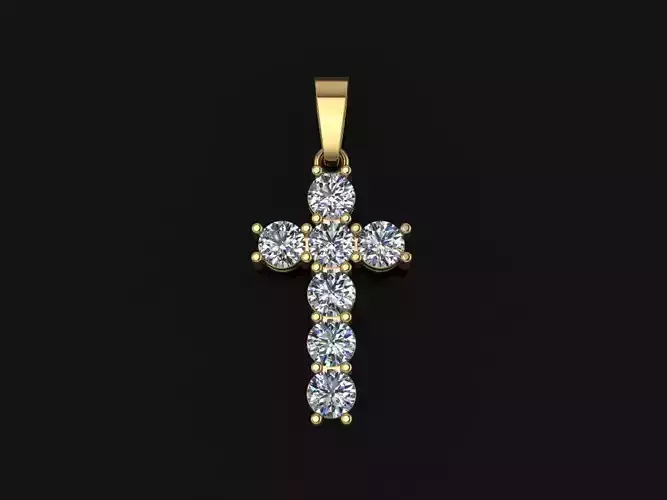 DAINTY 7 STONE 4MM CROSS BELL PENDANT