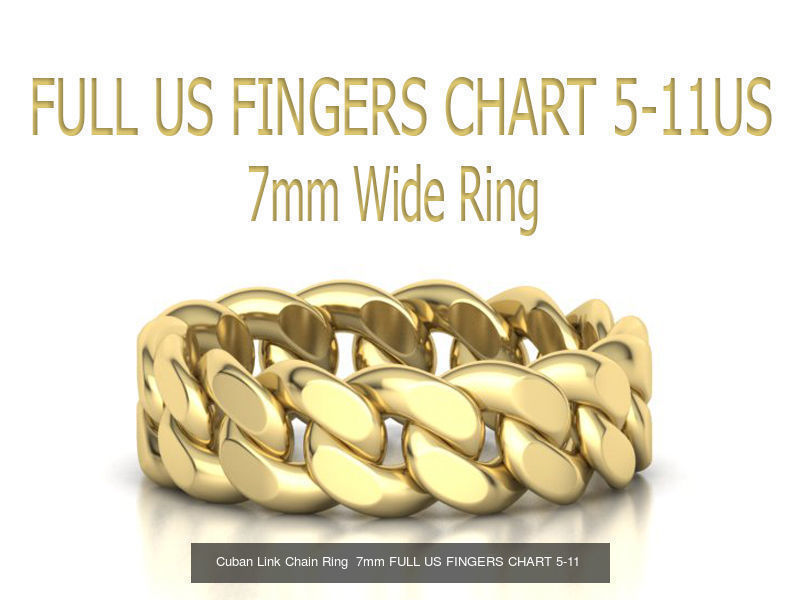 Cuban Chain Ring Collection FULL US FINGERS CHART _2