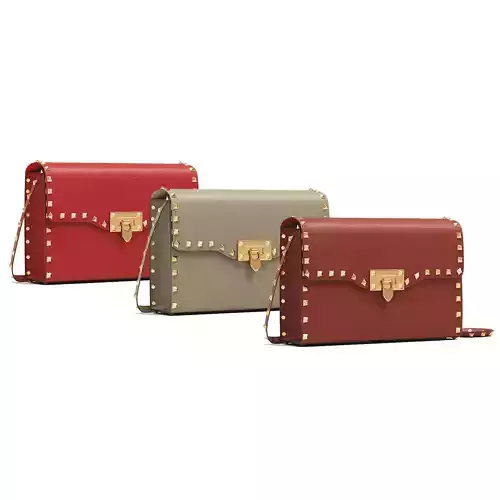Valentino Small Rockstud Crossbody Bag Earth Tones Low-poly 3D model