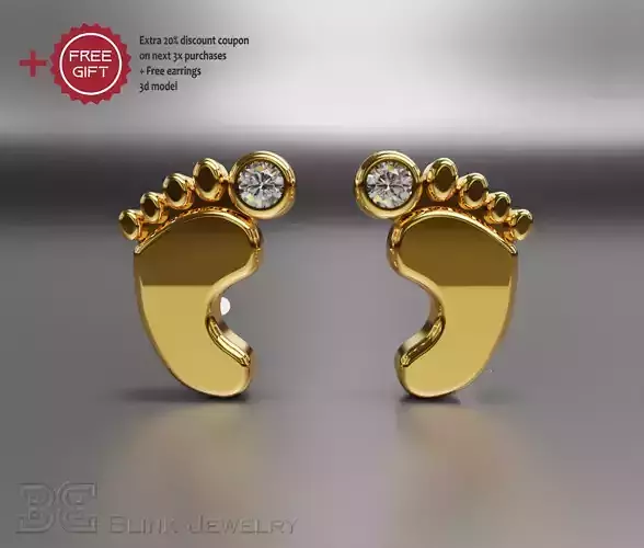 love earrings stud baby foots ear ring for girl printable 3D print model