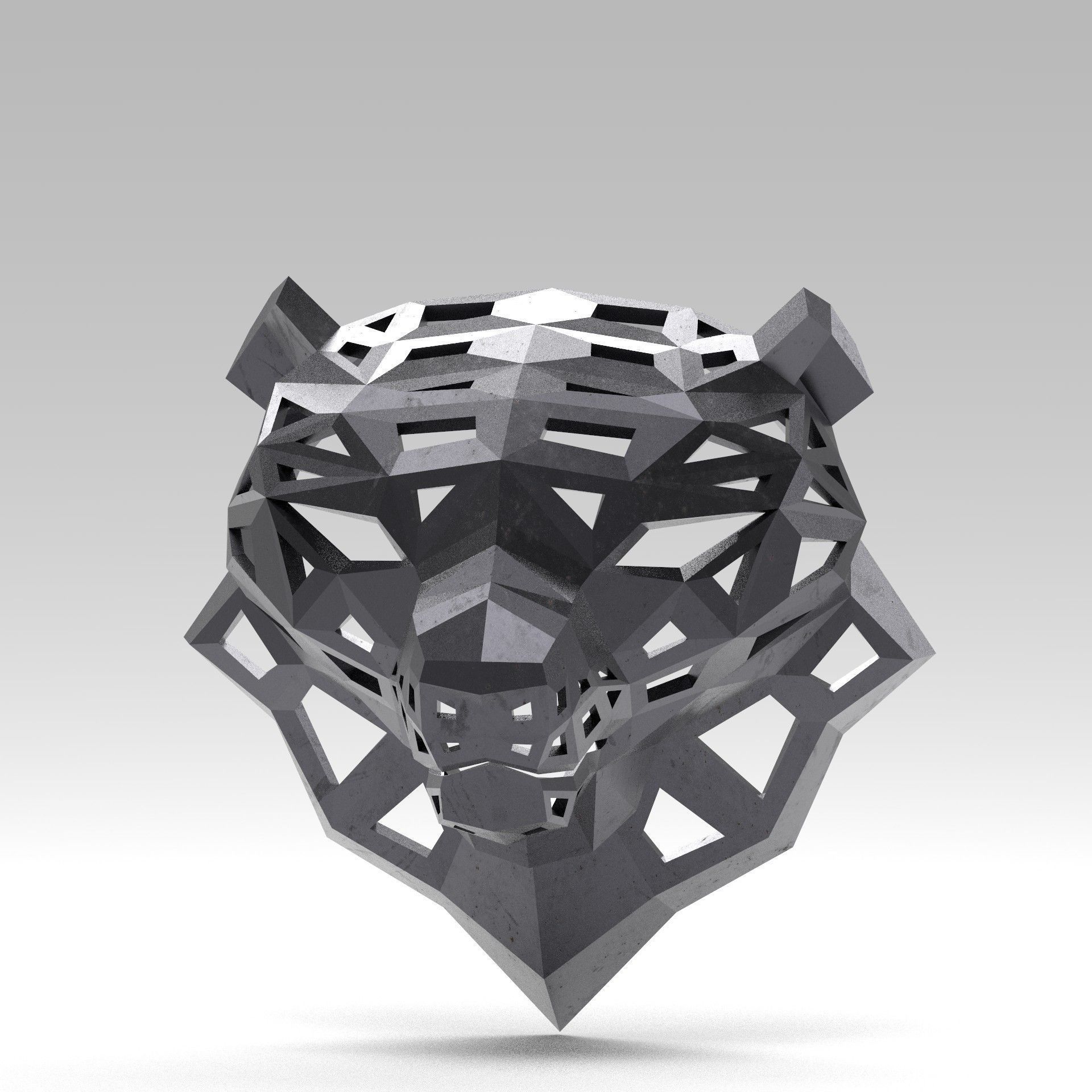 3D model of a polygonal head of a leopard 3D print model_5