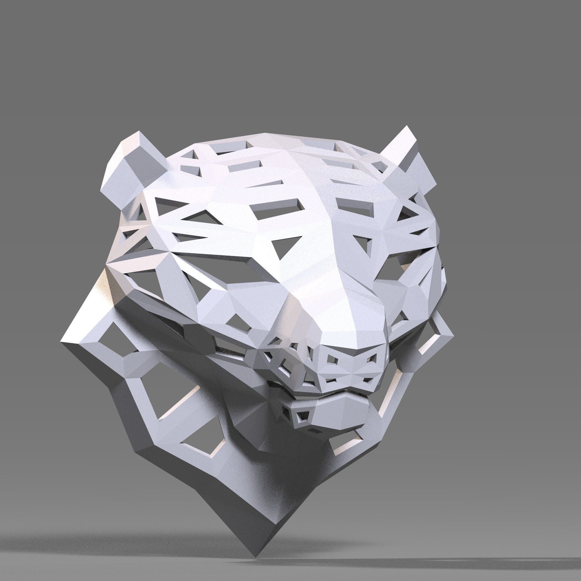 3D model of a polygonal head of a leopard 3D print model_12