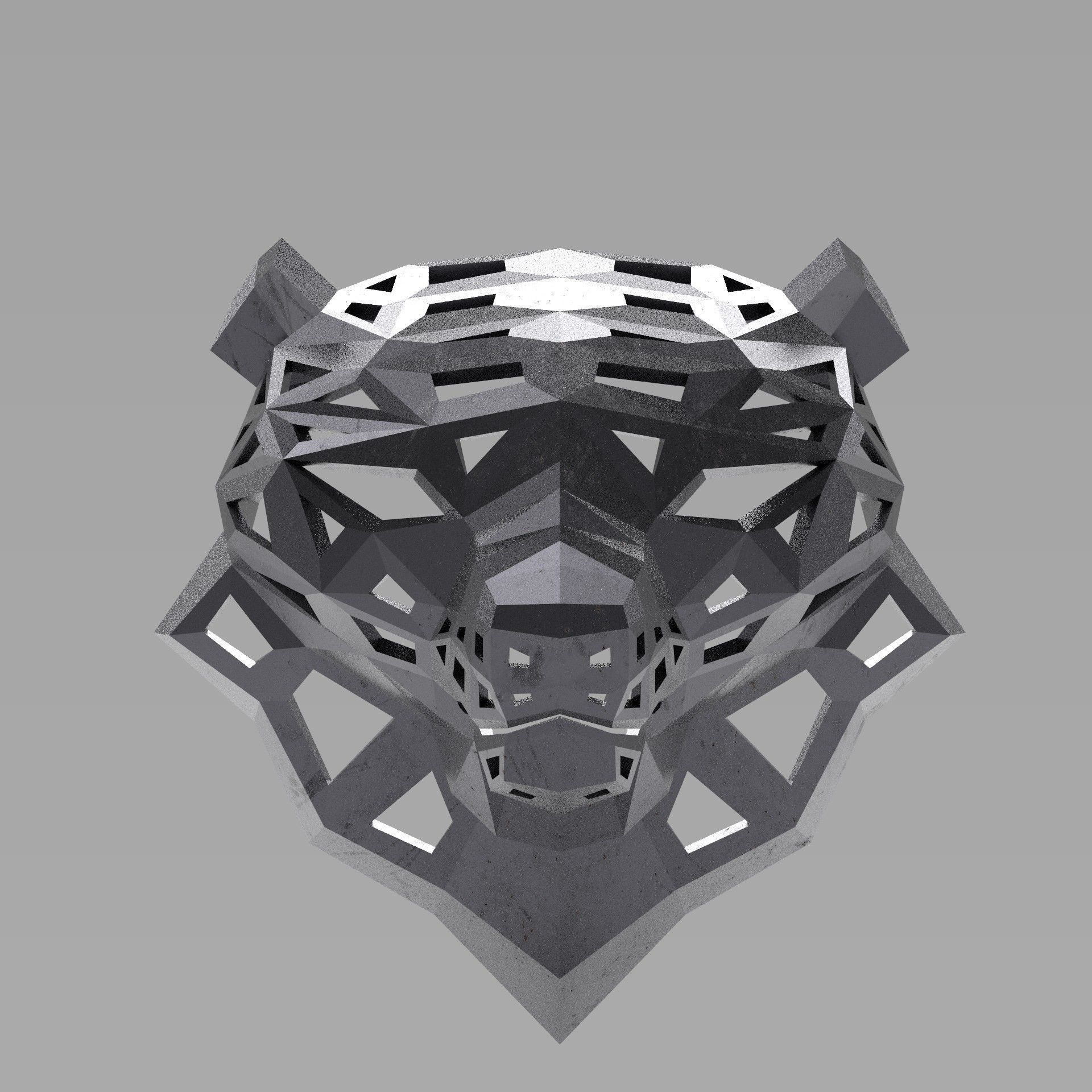 3D model of a polygonal head of a leopard 3D print model_4
