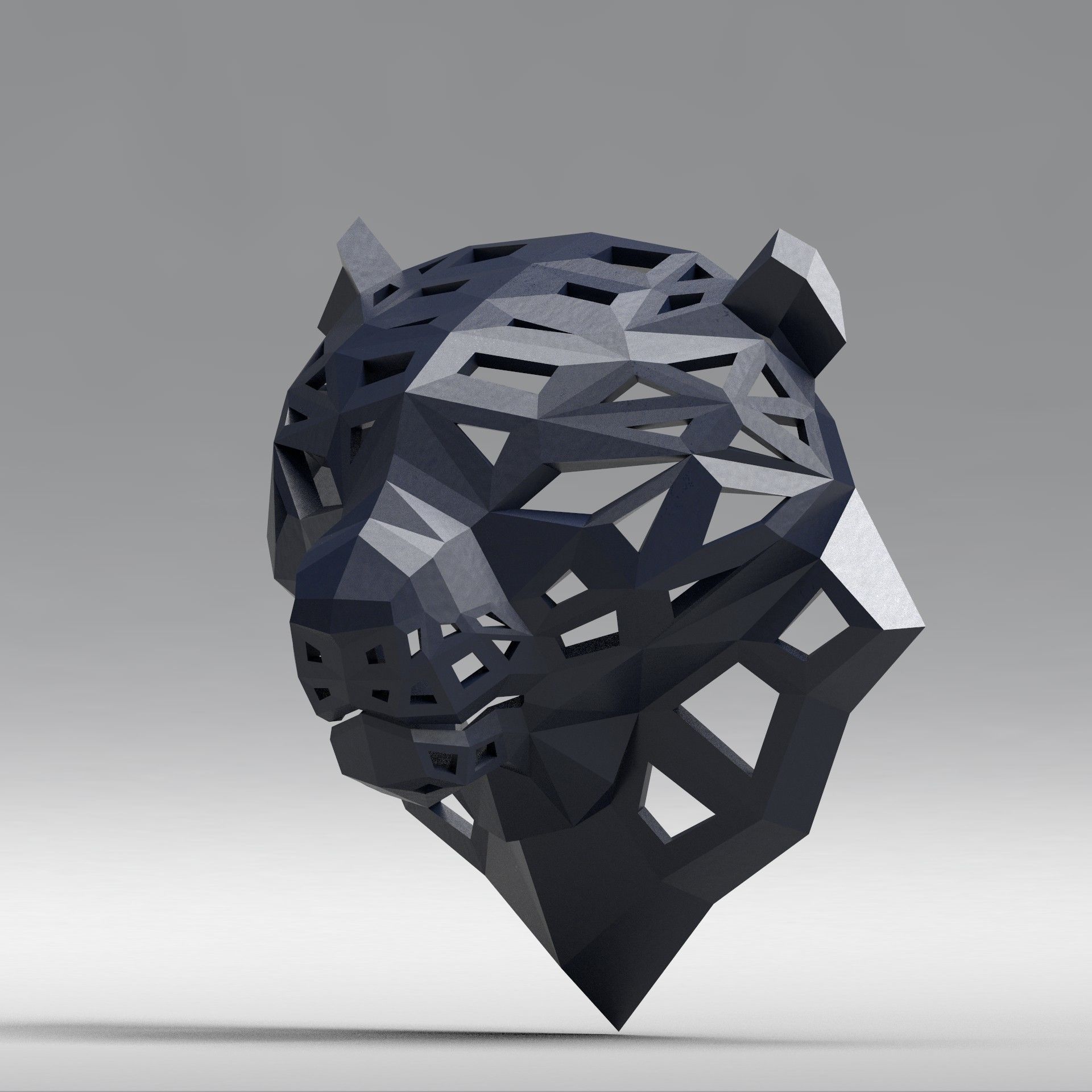3D model of a polygonal head of a leopard 3D print model_10