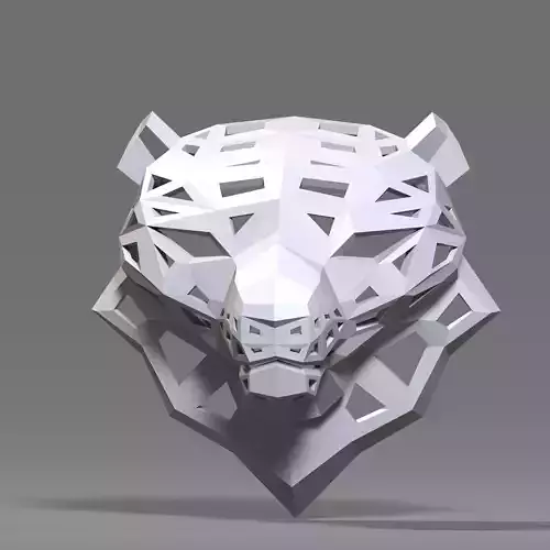 3D model of a polygonal head of a leopard