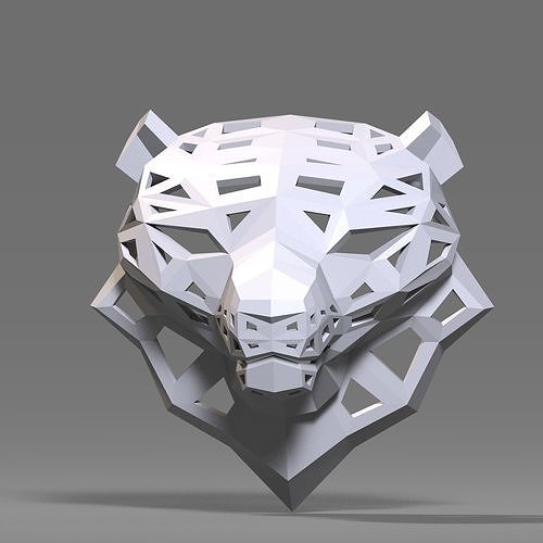 3D model of a polygonal head of a leopard 3D print model