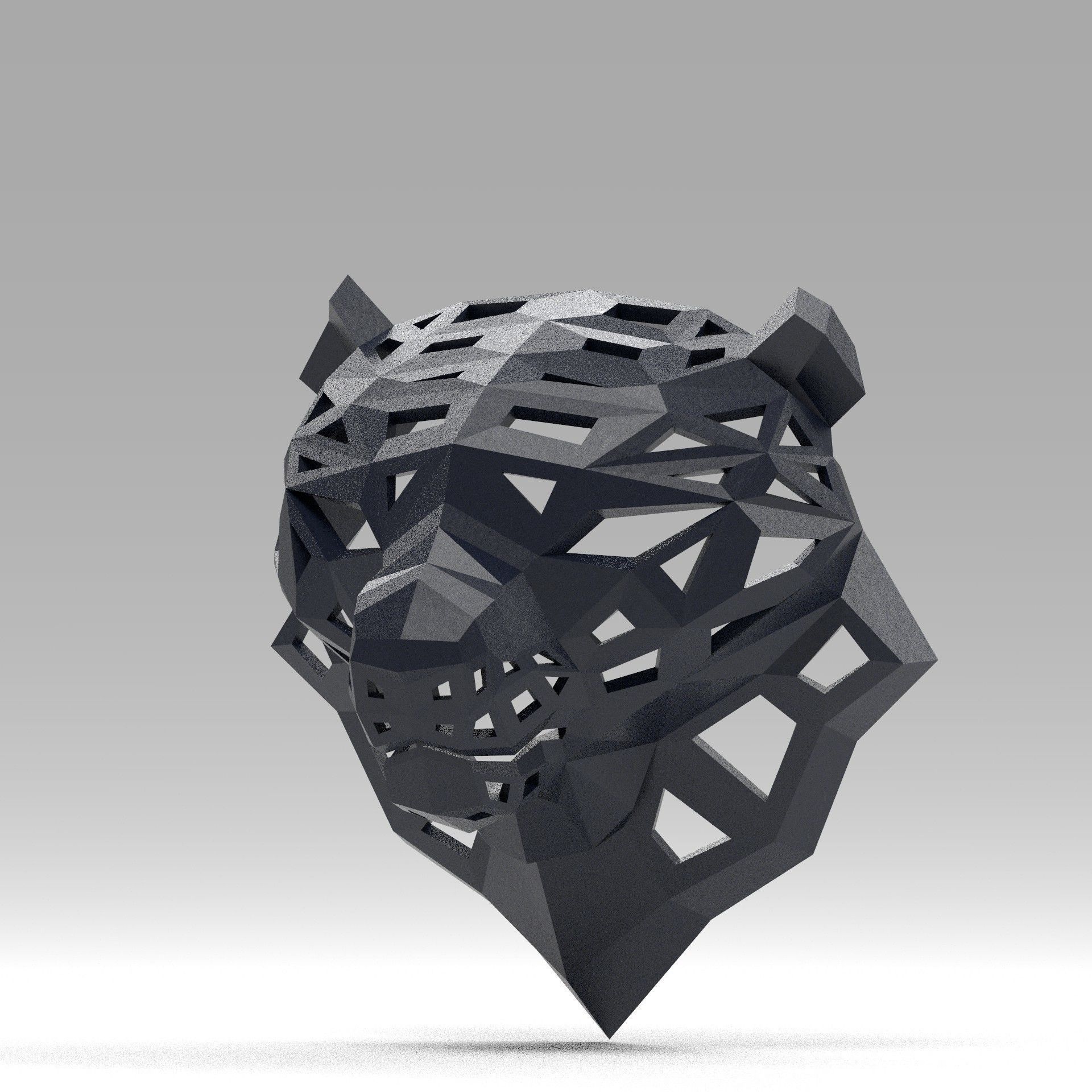 3D model of a polygonal head of a leopard 3D print model_11