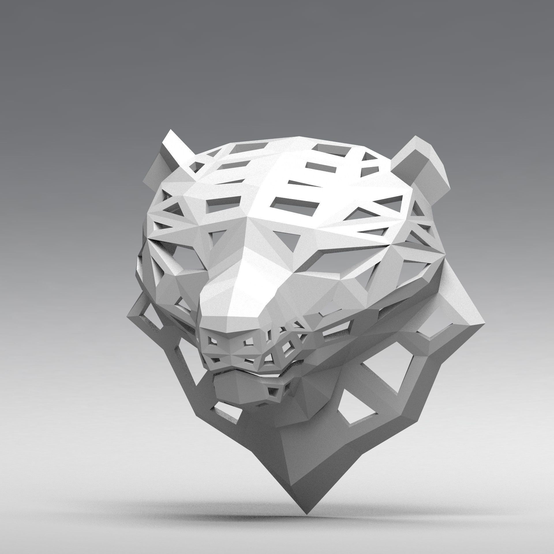 3D model of a polygonal head of a leopard 3D print model_1