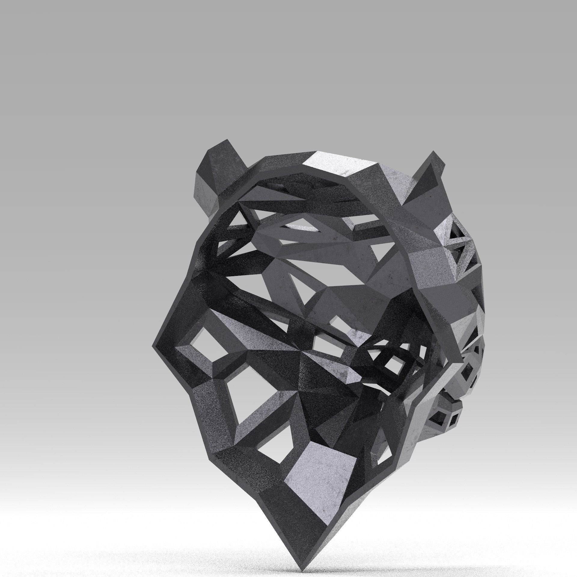 3D model of a polygonal head of a leopard 3D print model_17