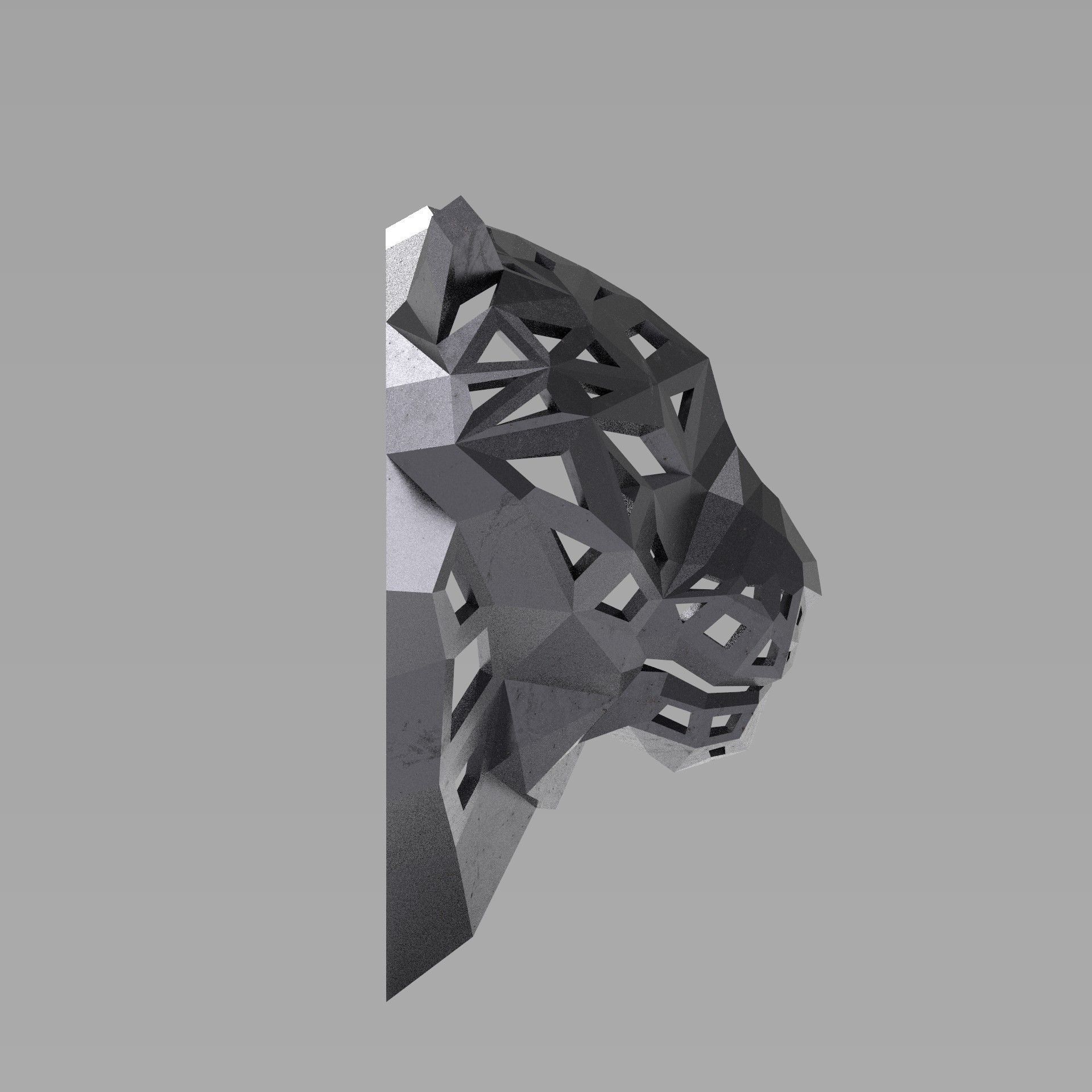3D model of a polygonal head of a leopard 3D print model_6