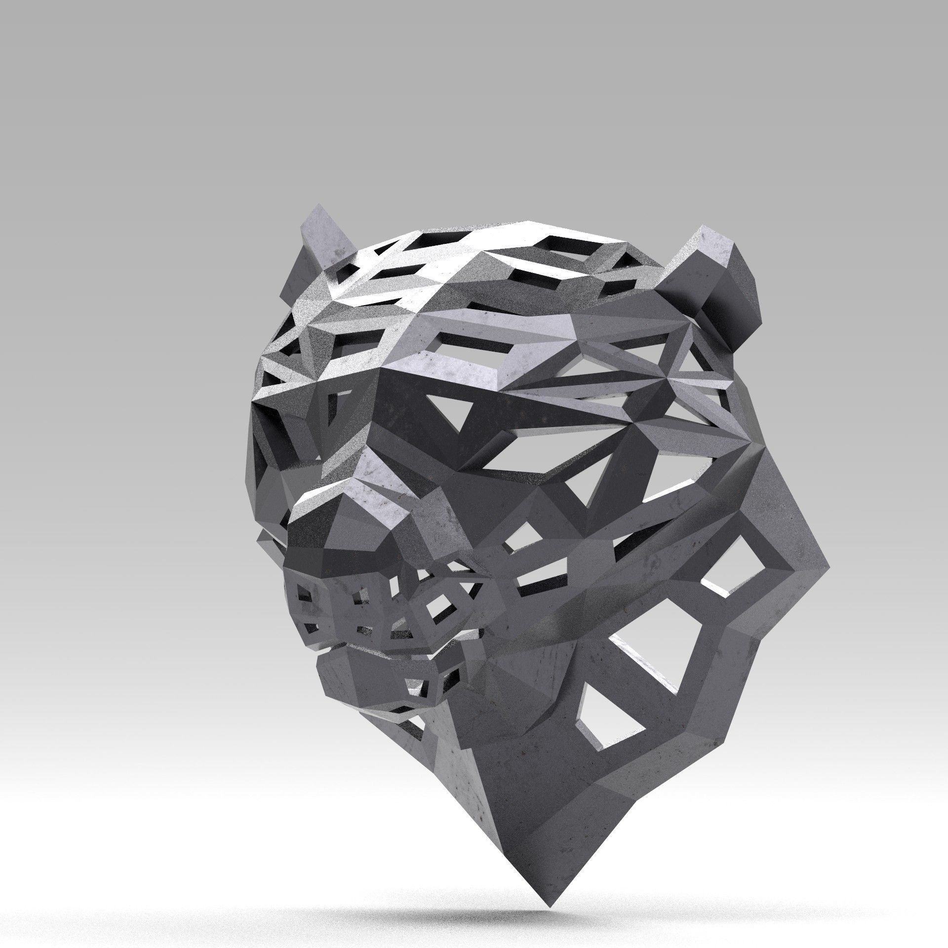 3D model of a polygonal head of a leopard 3D print model_16