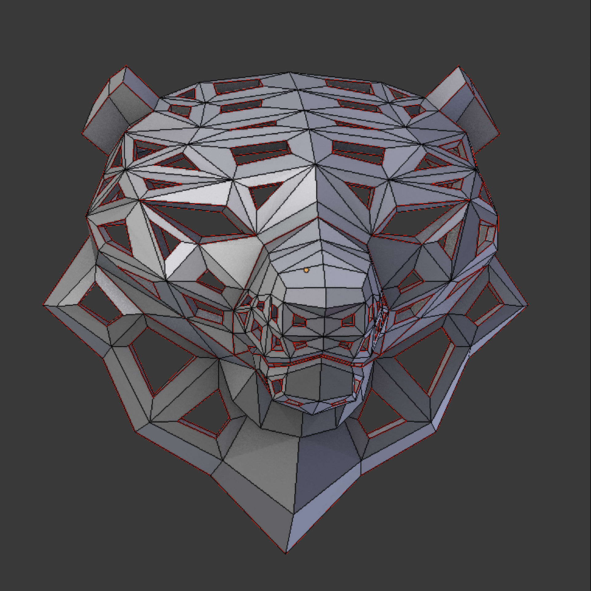 3D model of a polygonal head of a leopard 3D print model_21