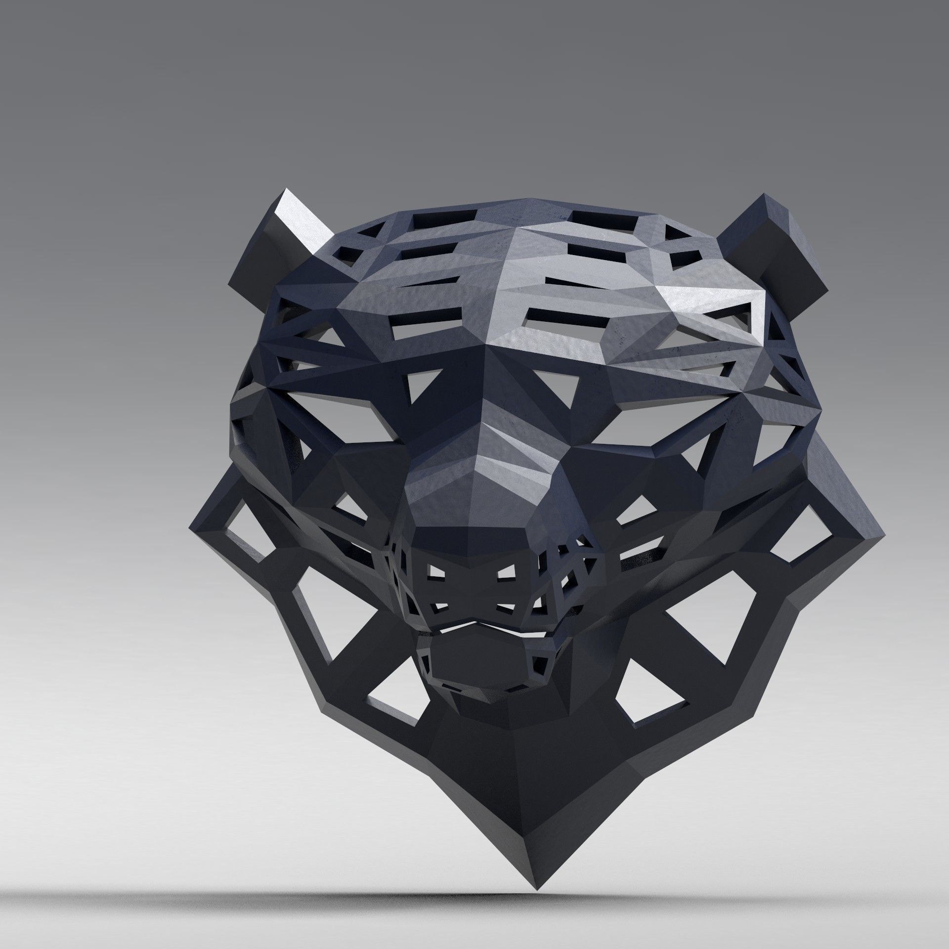 3D model of a polygonal head of a leopard 3D print model_3