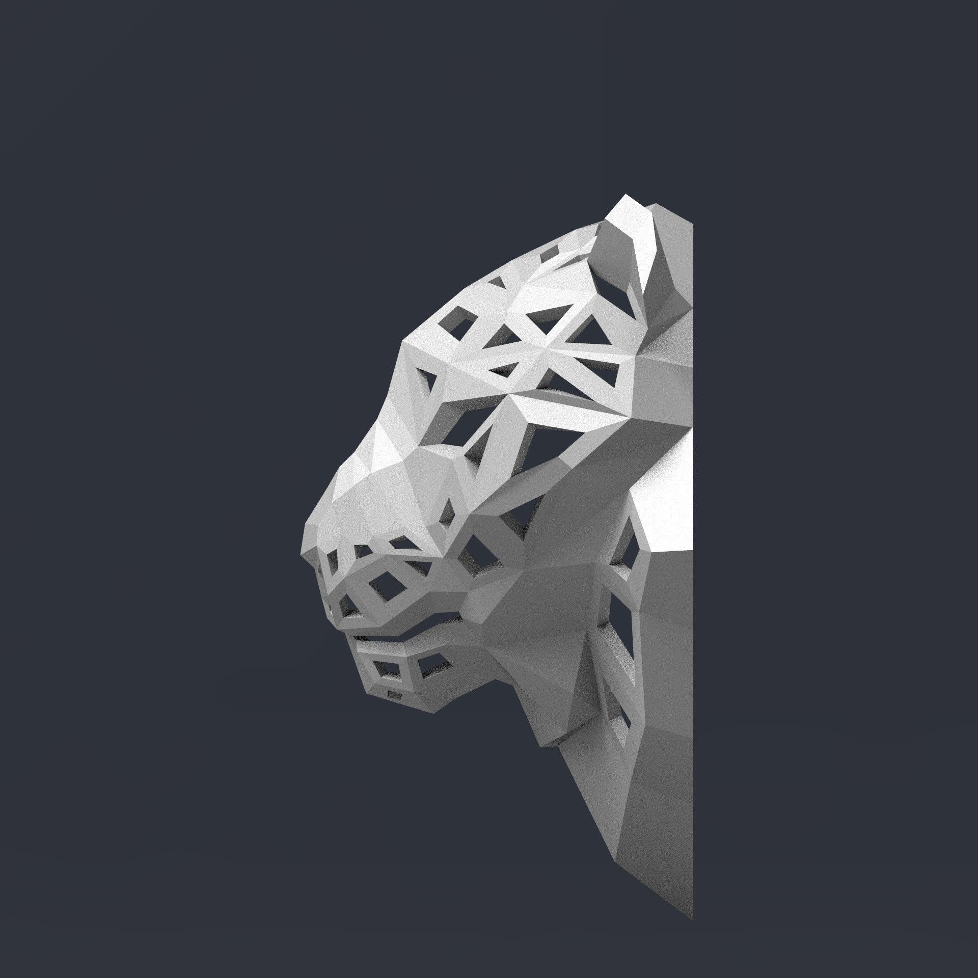 3D model of a polygonal head of a leopard 3D print model_9