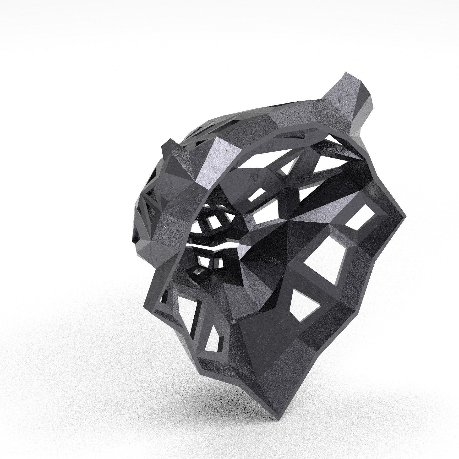 3D model of a polygonal head of a leopard 3D print model_7