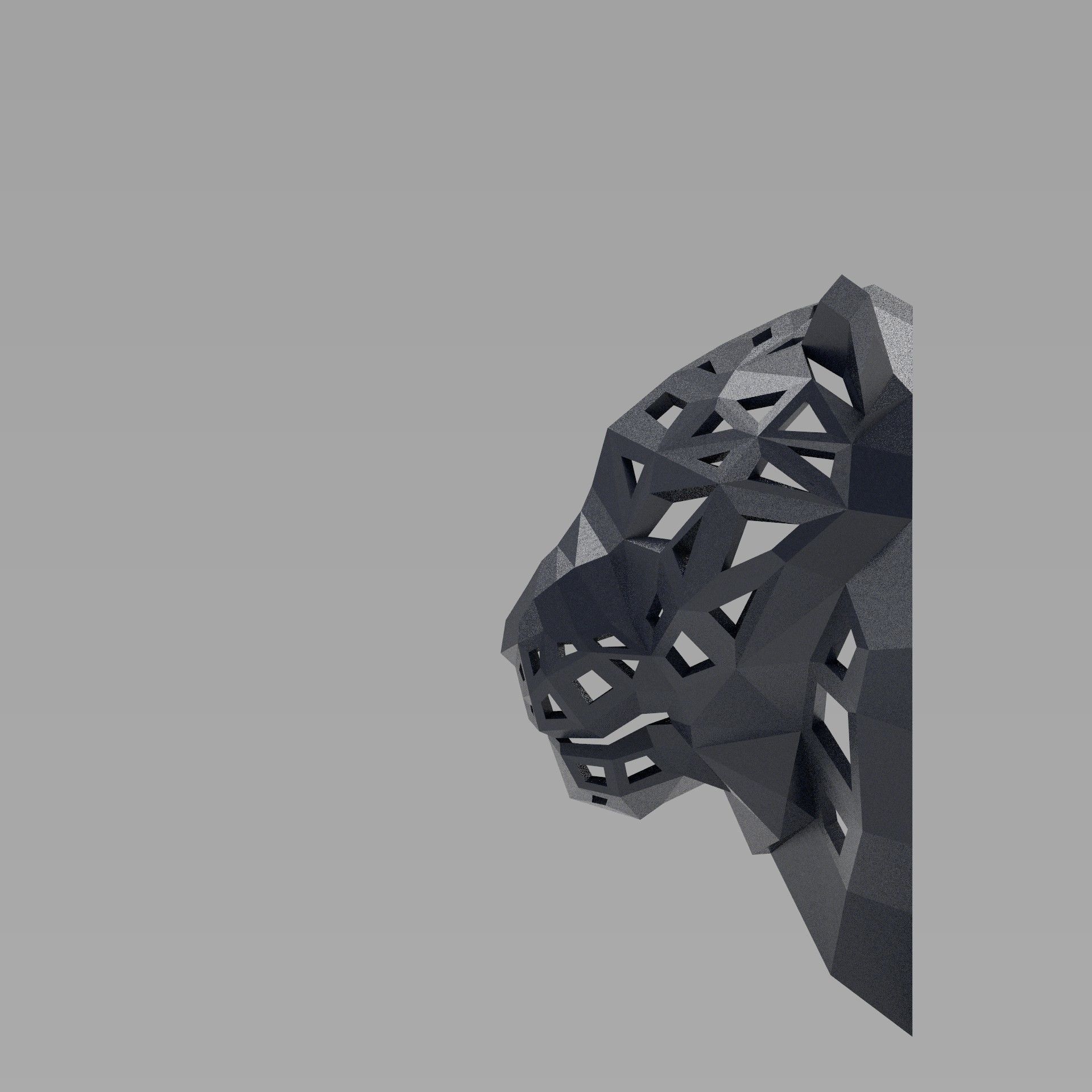 3D model of a polygonal head of a leopard 3D print model_2