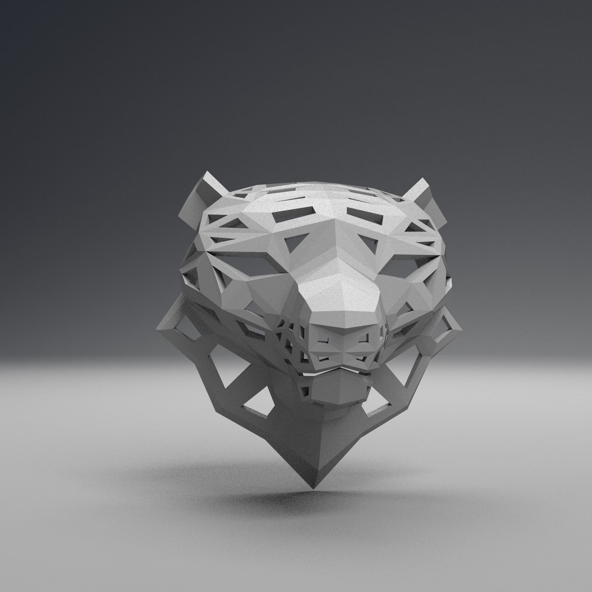 3D model of a polygonal head of a leopard 3D print model_14