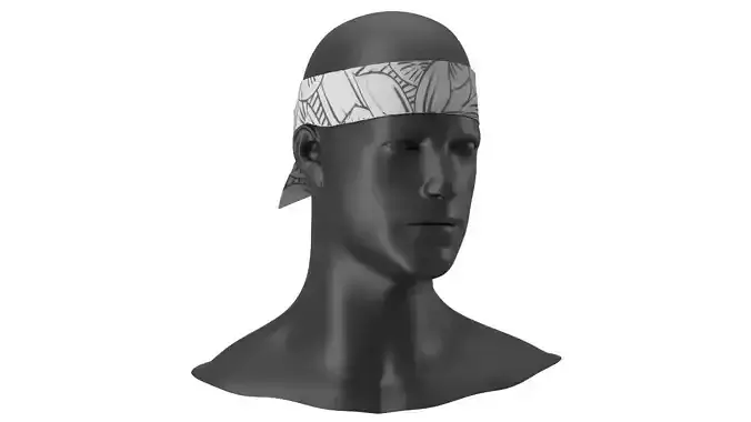 Headband 3D model head of mannequin wearing scarf