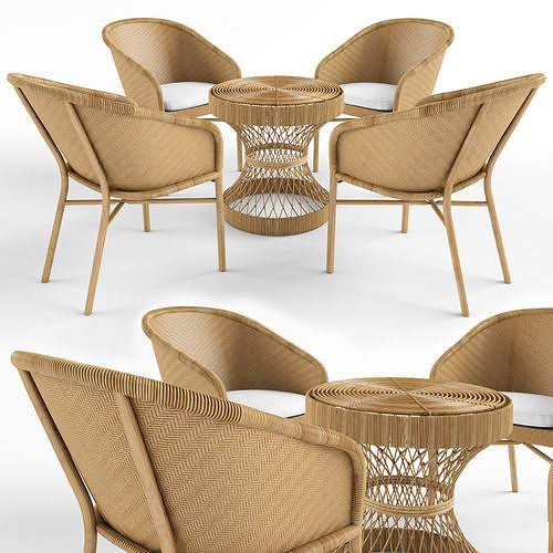 natural rattan furniture 3D model
